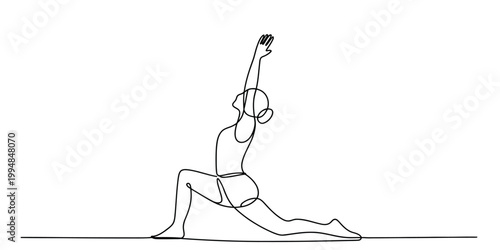 Woman doing yoga pose in single line drawing style