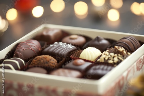 Delicious Box of Assorted Chocolates Ready for Sharing at a Gathering in the ...