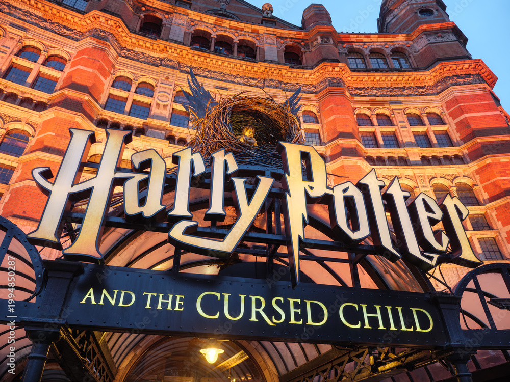 Naklejka premium Westminster, London, UK - December 15, 2025: Harry Potter and the Cursed Child playing at The Palace Theatre in the West End