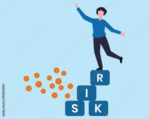 Investment risk, volatility and fluctuation in stock market that price will drop, avoid or minimize risk, run away from uncertainty, fear or safety decision for investment,
