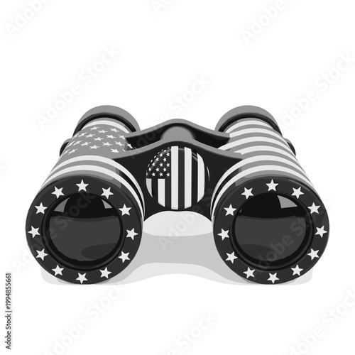 Binoculars featuring united states flag design on white background
