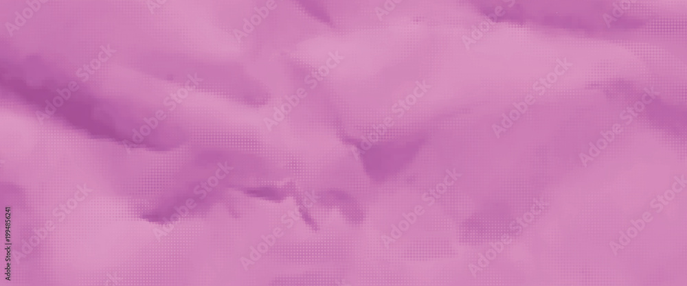 Fototapeta premium Wrinkled paper texture pattern with pink halftone. Dot gradient effect vector background. Trendy overlay print.