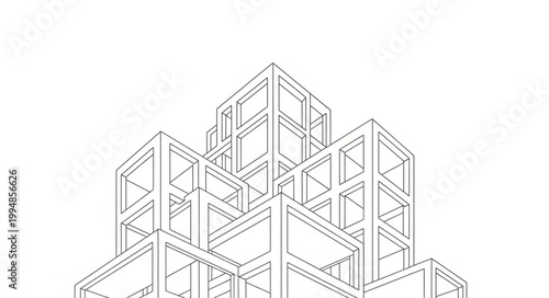 Modern Architectural Building Structure with Geometric Design.