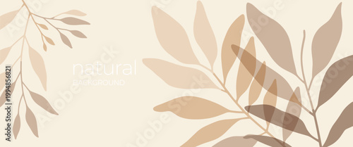 Abstract natural background with overlapping leaves in muted earth tones