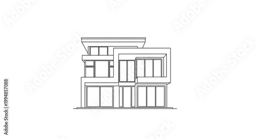 Modern Building Architectural Design Sketch Illustration.