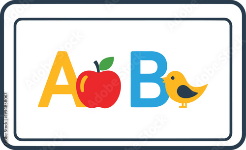 Alphabet Classroom Learning Scene Flat Vector Illustration Set
