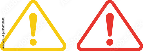 Warning sign icon set, minimalist vector collection of caution icons with exclamation marks for safety alerts hazard signs and attention design.