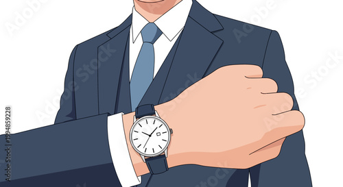 Businessman checking time on wristwatch in professional setting