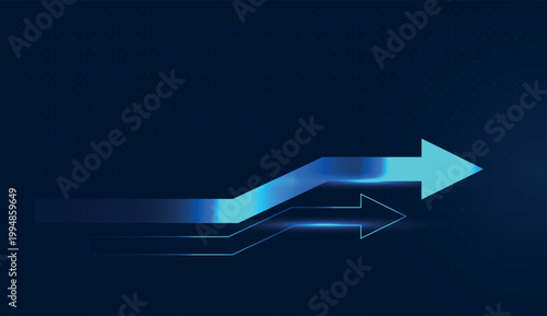 Multiple Blue digital streams surge upward, showcasing a robust trajectory for modern Business and global Finance. The leading arrow reaches the highest point