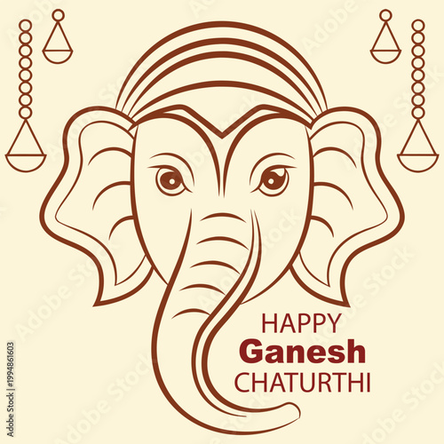 Artistic Happy Ganesh Chaturthi Poster