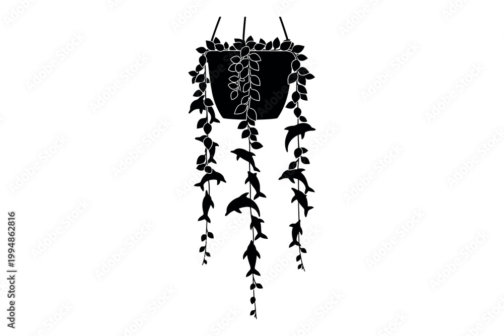 Obraz premium Silhouette of a jellyfish with tentacles and a bell shaped body