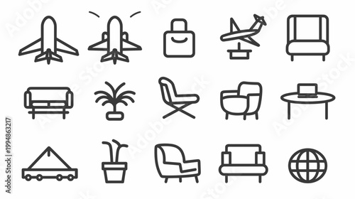 premium travel lounge seating and comfort vector illustration flat design