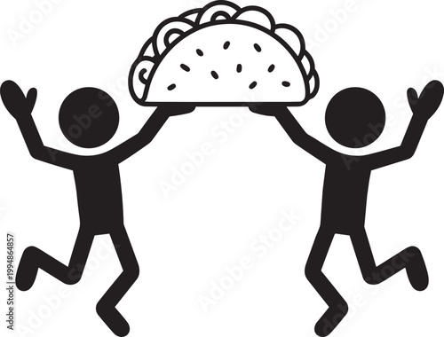  cinco de mayo Stick figure icons, set of 2, outline