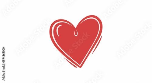 Red hand-drawn heart shape with white outline on a white background