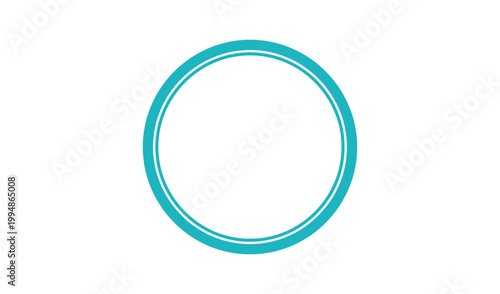 Abstract turquoise circle outline on white background, minimalist design element, perfect for branding and graphic projects