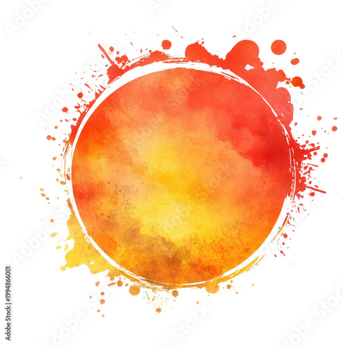 PNG Red and orange mix watercolor flat circle art background illustration.