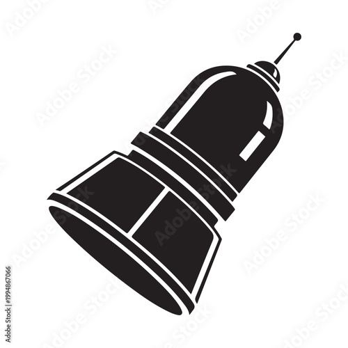 Futuristic spaceship design in stark black minimalist silhouette