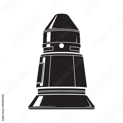 Futuristic spaceship design in stark black minimalist silhouette