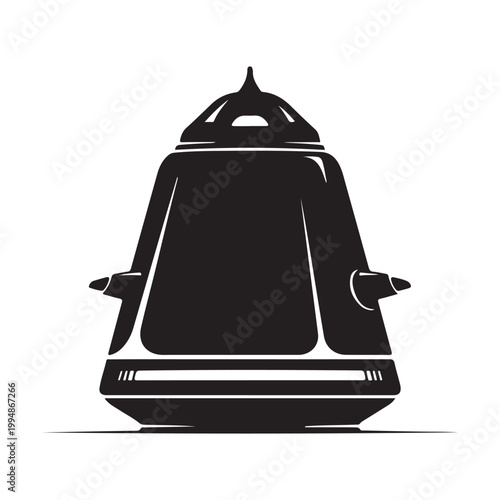 Futuristic spaceship design in stark black minimalist silhouette