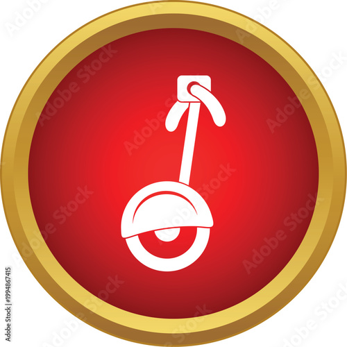 Electric self balancing unicycle graphic icon on a red circle background