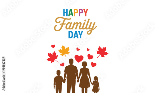 Happy family day celebration with loving parents and children holding hands illustration vector.