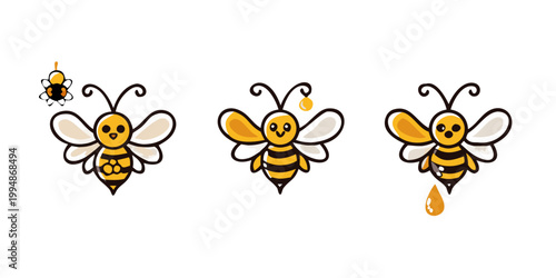 Playful honey bee icon set buzzing with charm and sweet simplicity,Bee logo.Bee silhouette for Emblem design.Simple bee's symbol.Bee icon,vector design.Honey bee vector illustration. vector icon