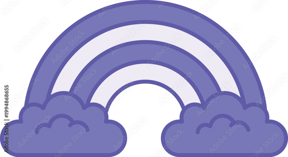 Fototapeta premium Purple Rainbow Icon. Vector Icon. Colored Arc in the Sky, Natural Phenomenon. Clouds. Weather Concept