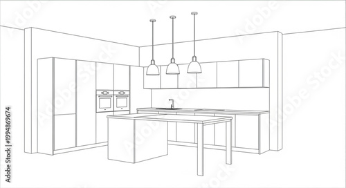 Modern Kitchen Interior Design with Minimalist Style.