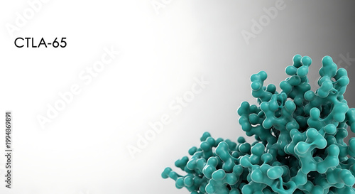 A detailed illustration of a CTLA-65 molecular structure in a vibrant teal color