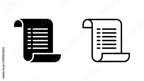 Scroll icon with list of items document checklist information notification illustration scrollwork parchment communication