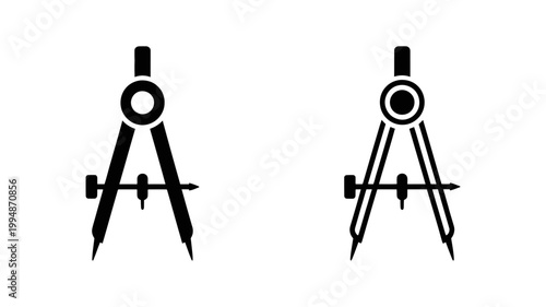 Compass drawing tool icon with technical drawing geometry measurement drafting architectural engineering technical function