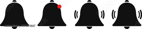 Notification bell icon set with alert and ringing states