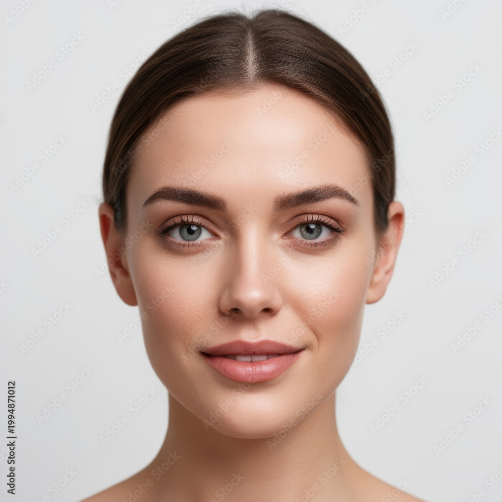 Fototapeta premium Beautiful Woman Face Portrait Natural Makeup Skincare Concept