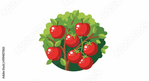 Red apples on a lush green tree