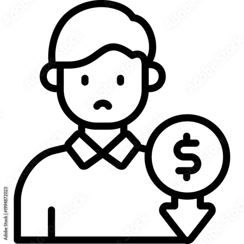 employee salary decrease icon