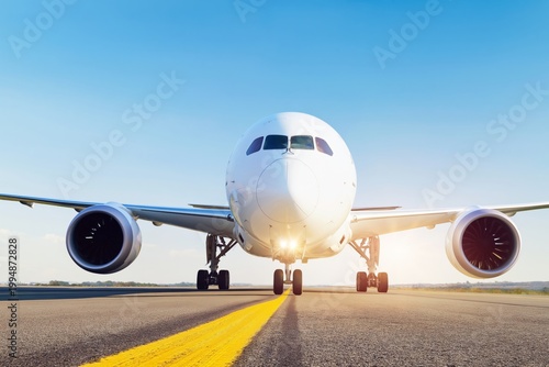 Airplane on Runway With Bright Sky and Sunny Weather During Afternoon