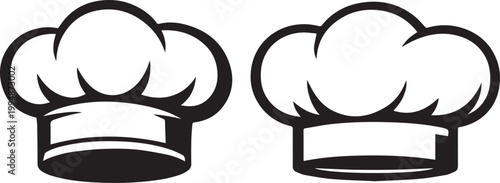 Two stylish chef hats with fluffy tops illustration Vector