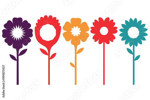 Colorful stylized flowers a vibrant and playful floral arrangement