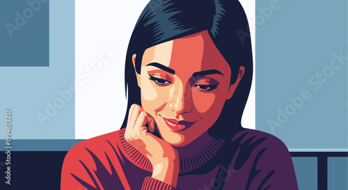 Young Woman Reading a Book, Absorbed in Story, Soft Smile, Indoor Portrait