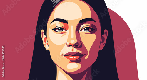 Portrait of a Young Woman with Dark Hair and Striking Features