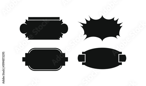 Abstract black and white graphic design elements with rectangular and irregular shapes, suitable for modern and minimalist design projects.