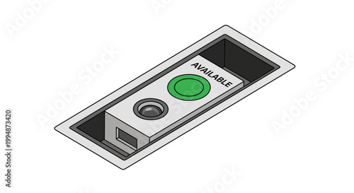 Isometric Smart Office Occupancy Sensor and Room Availability Indicator with Green Available Status Light