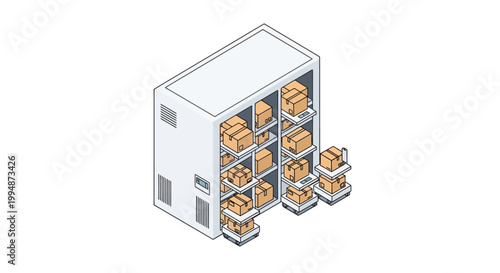 Isometric Automated Smart Parcel Locker and Warehouse Storage System for E-commerce Logistics