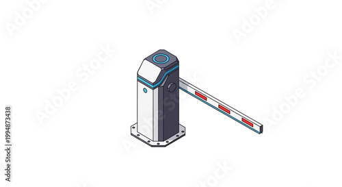 Isometric Automated Parking Barrier Gate Icon for Smart Security and Access Control