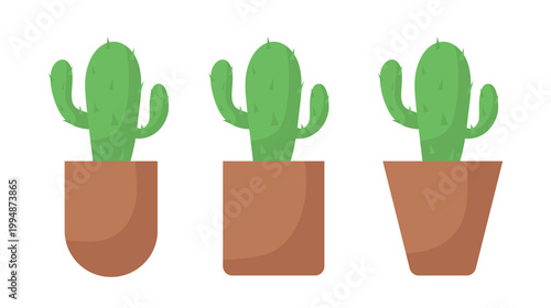 Cactus in a pot. Vector flat hand-drawn illustration.