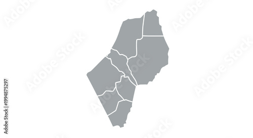 A minimalist grayscale illustration of a fractured geometric landmass with sharp edges and angular divisions high quality professional