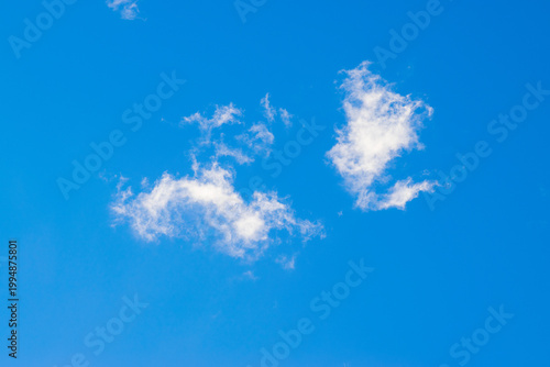 Beautiful blue sky with white fluffy clouds, natural daytime image, cloudscape with copy space. Scenic beauty of nature of Leh, Ladakh, India. Ladakh is known for clear atmosphere, bright environment.