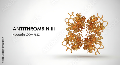 A detailed illustration of the Antithrombin III Heparin Complex in a molecular structure