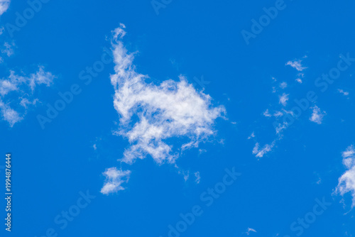 Beautiful blue sky with white fluffy clouds, natural daytime image, cloudscape with copy space. Scenic beauty of nature of Leh, Ladakh, India. Ladakh is known for clear atmosphere, bright environment.