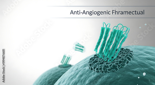 A medical illustration of anti-angiogenic therapy targeting cancer cells and inhibiting tumor growth